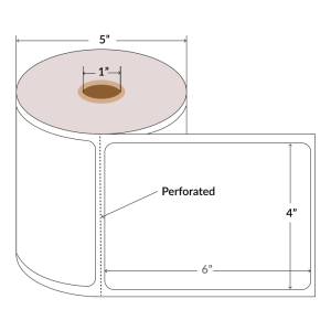 4"x6" Direct Thermal Paper Labels, White, 1" Core, Perforated, 450 Labels/Roll, 9 Rolls/Case