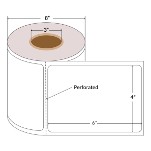 4"x6" Direct Thermal Paper Labels, White, 3" Core, Perforated, 1000 Labels/Roll, 4 Rolls/Case